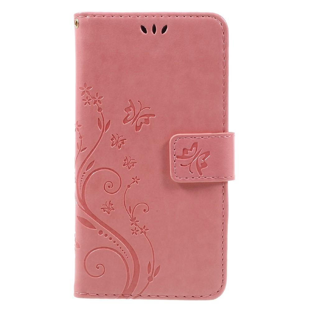 Funda de cuero con mariposas para Samsung Galaxy A3 2017, rosado