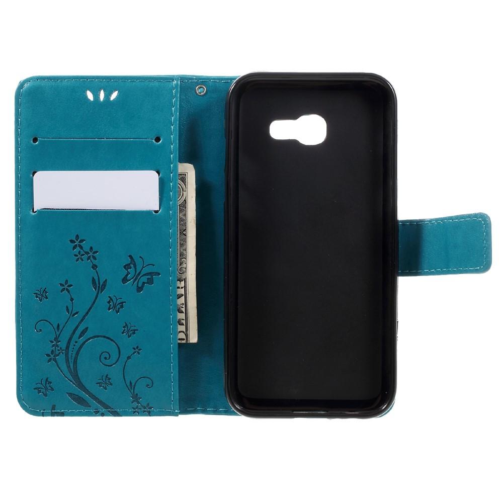 Funda de cuero con mariposas para Samsung Galaxy A3 2017, azul