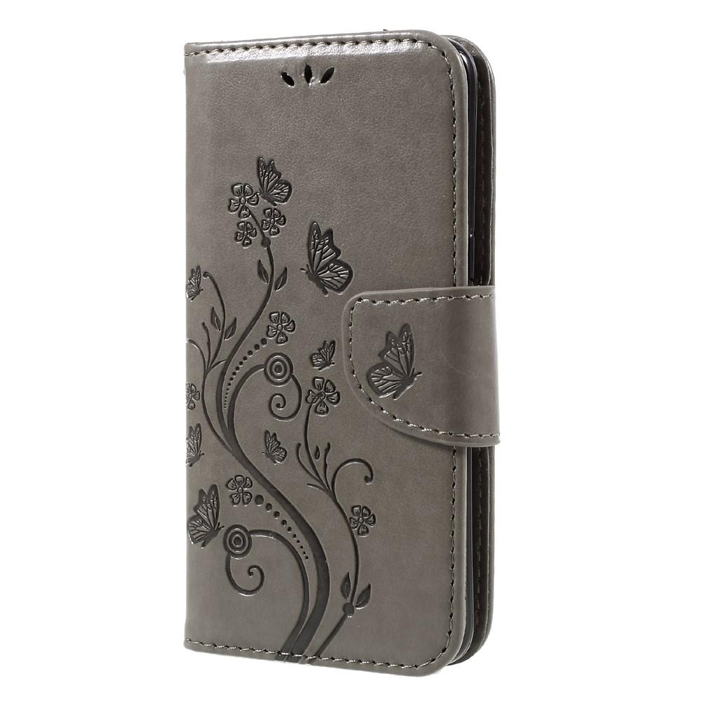 Funda de cuero con mariposas para Samsung Galaxy S8, gris