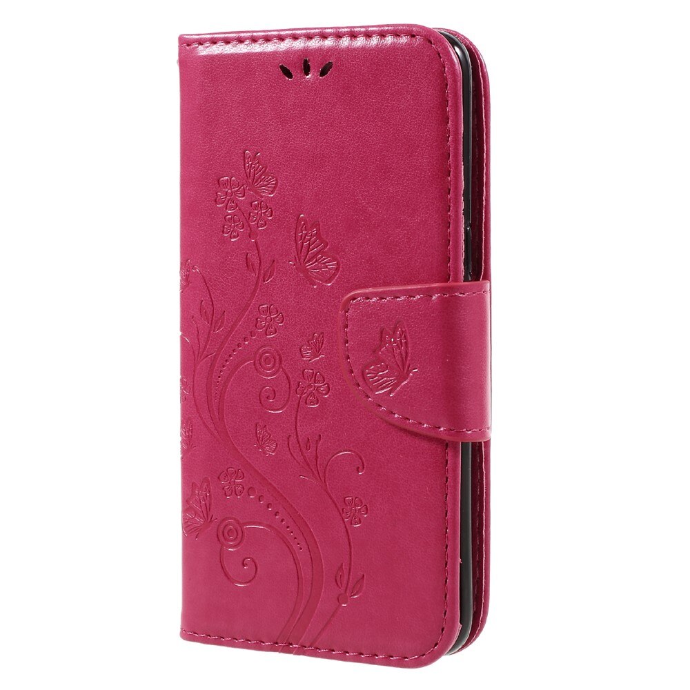 Funda de Cuero con Mariposas Samsung Galaxy S8, Rosa