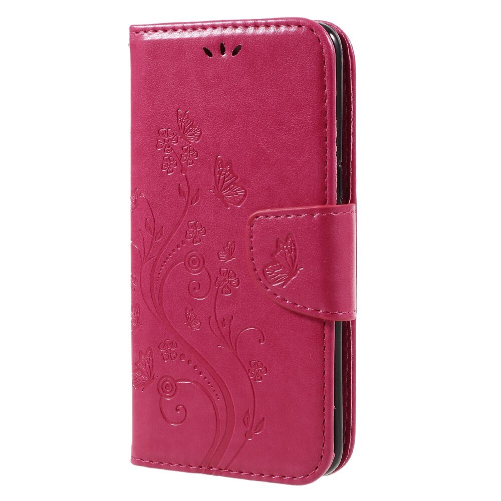 Funda de cuero con mariposas para Samsung Galaxy S8, rosado