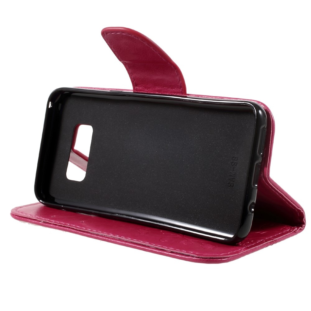 Funda de Cuero con Mariposas Samsung Galaxy S8, Rosa