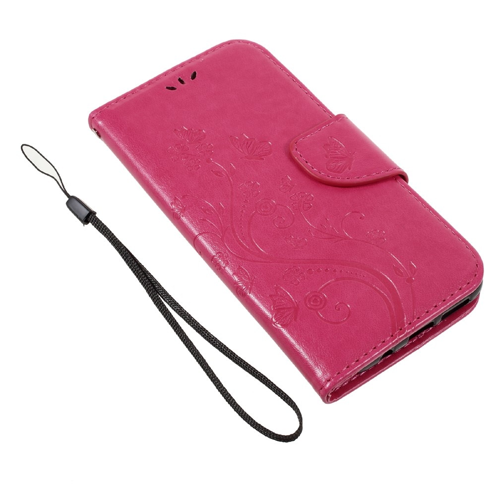 Funda de Cuero con Mariposas Samsung Galaxy S8, Rosa