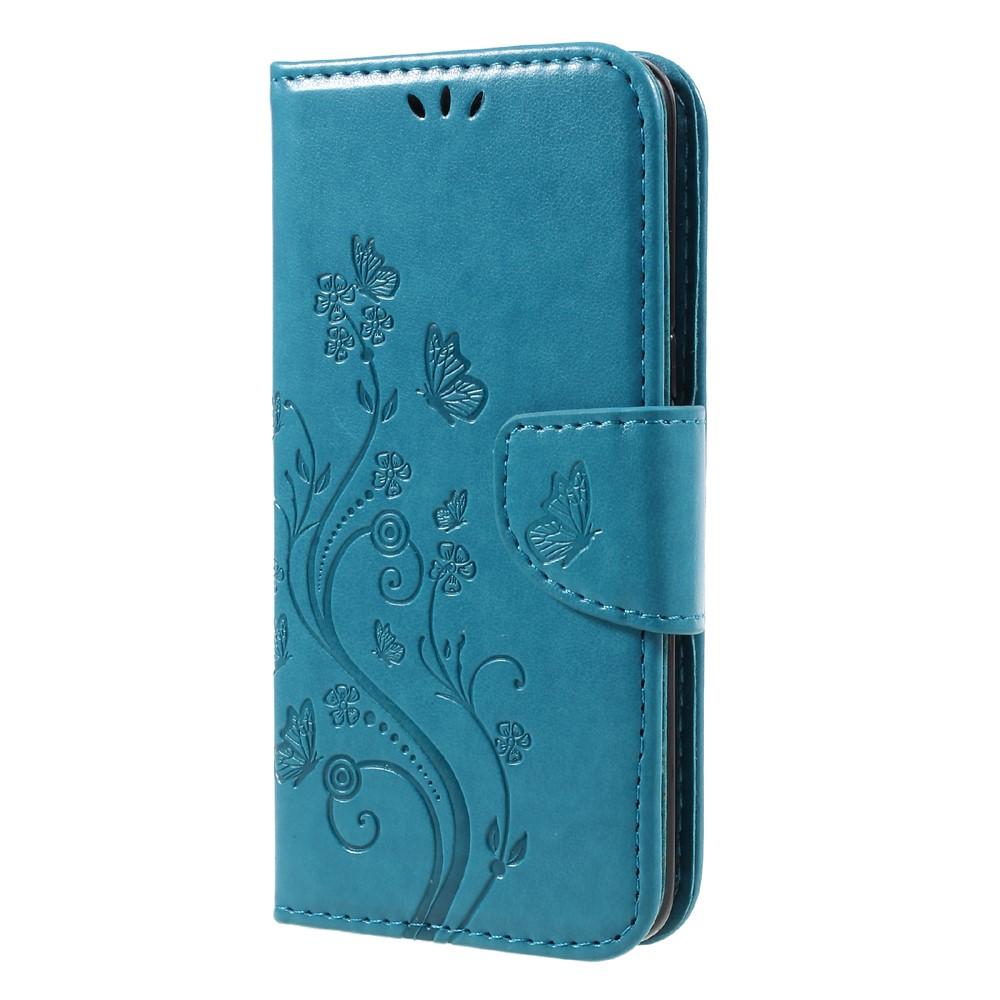 Funda de cuero con mariposas para Samsung Galaxy S8, azul