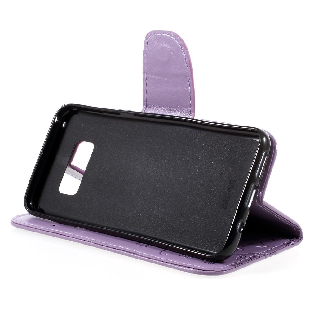 Funda de Cuero con Mariposas Samsung Galaxy S8, Púrpura