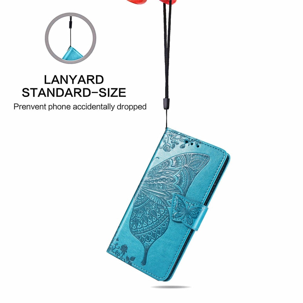 Funda de Cuero con Mariposas Sony Xperia 10 III, Azul
