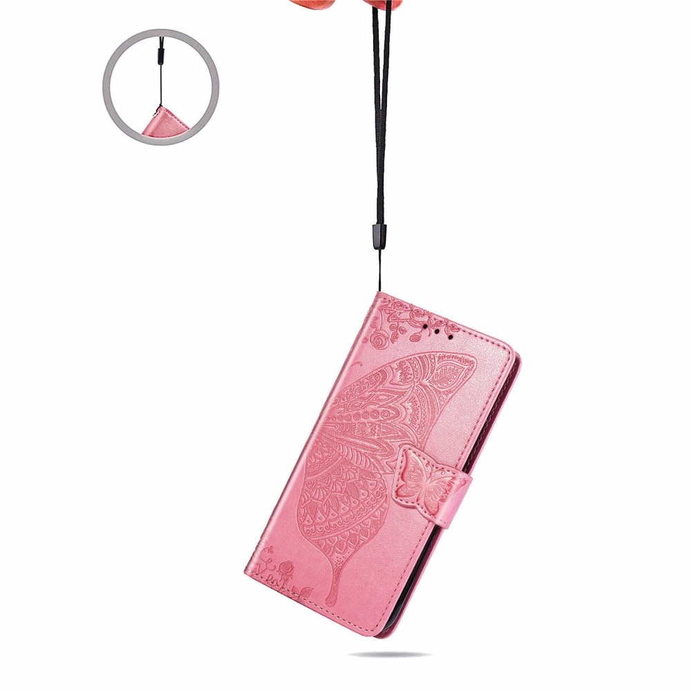 Funda de cuero con mariposas para Sony Xperia 1 III, rosado