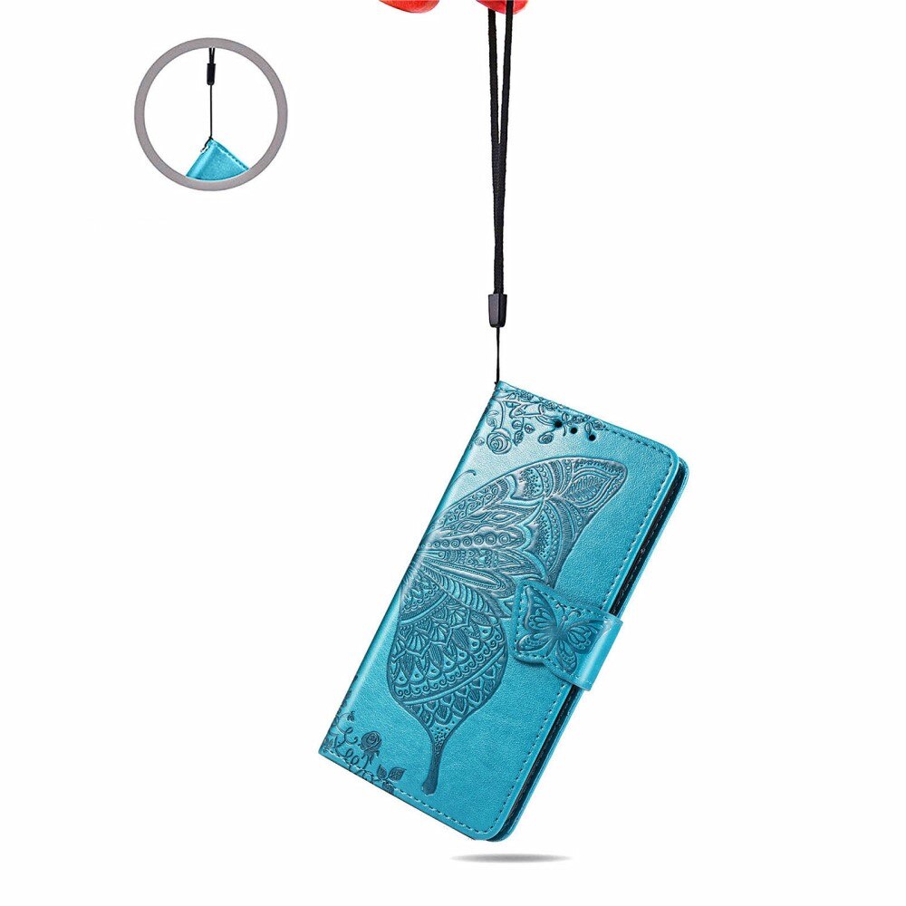 Funda de Cuero con Mariposas Sony Xperia 1 III, Azul