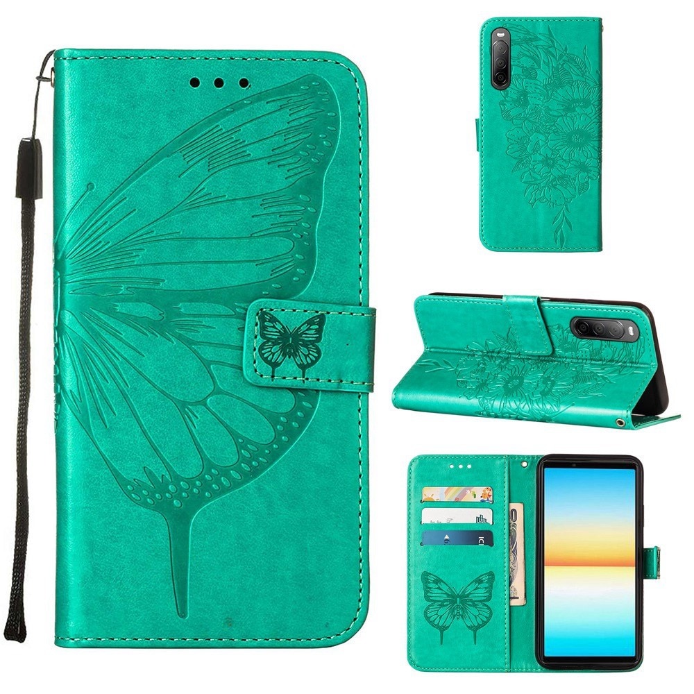 Funda de Cuero con Mariposas Sony Xperia 10 IV, Verde