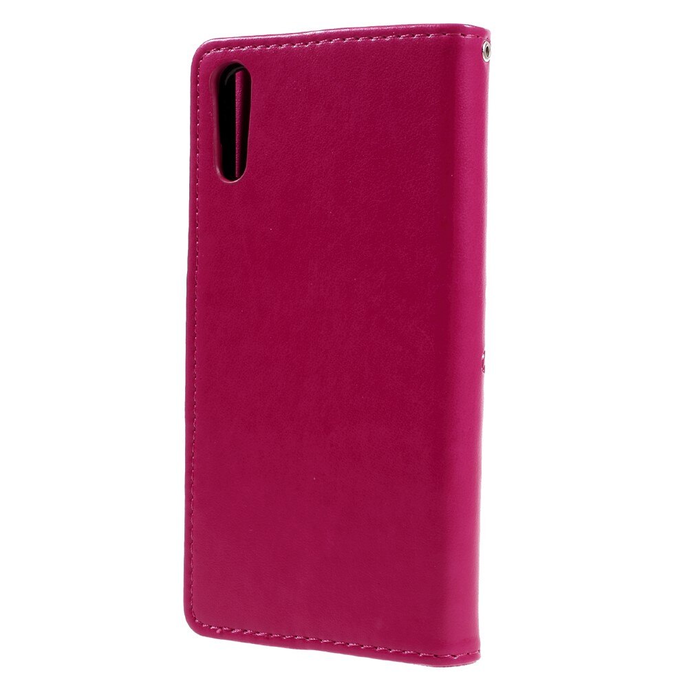 Funda de cuero con mariposas para Sony Xperia XZ/XZs, rosado