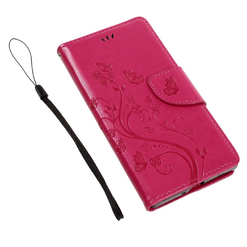 Funda de cuero con mariposas para Sony Xperia XZ/XZs, rosado