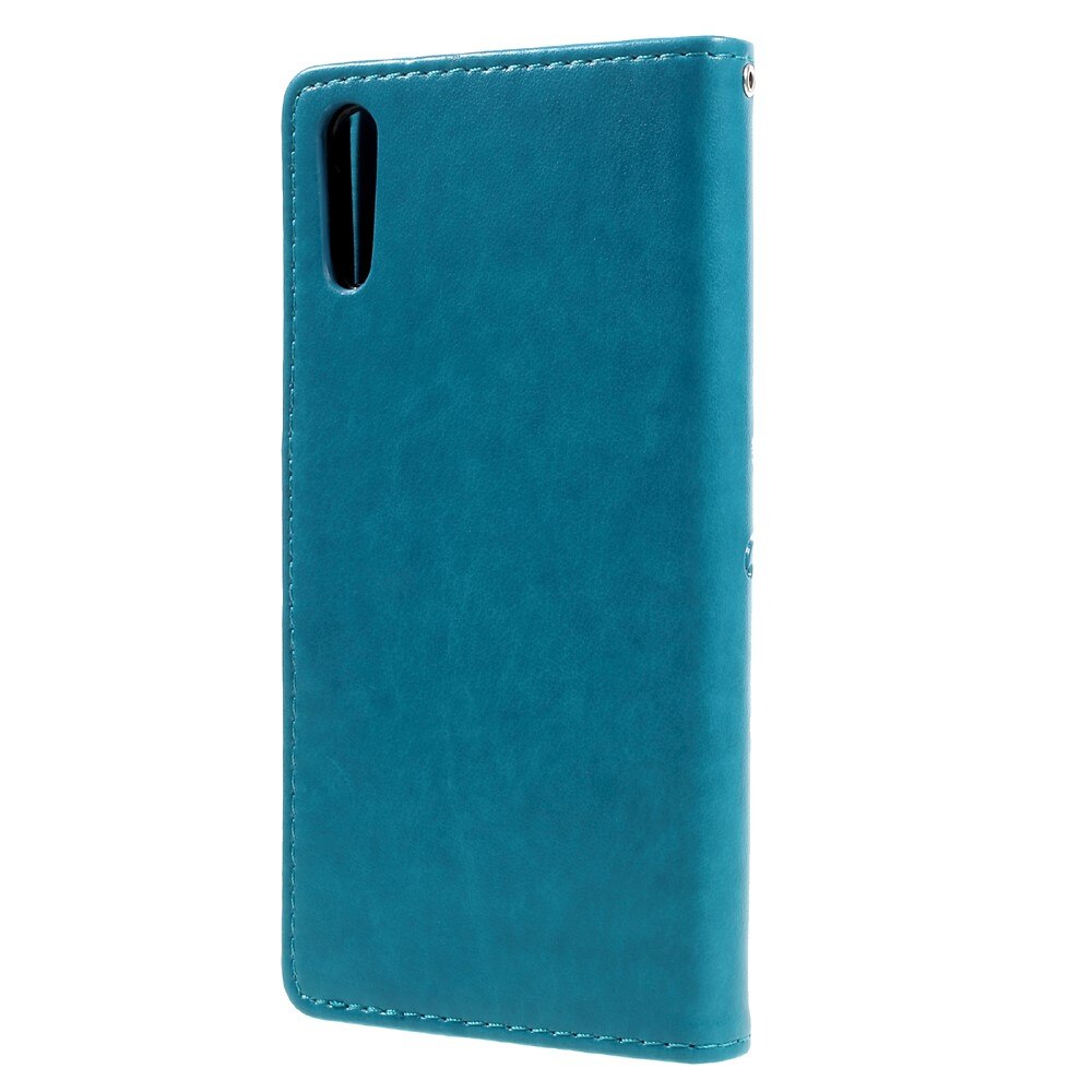 Funda de cuero con mariposas para Sony Xperia XZ/XZs, azul