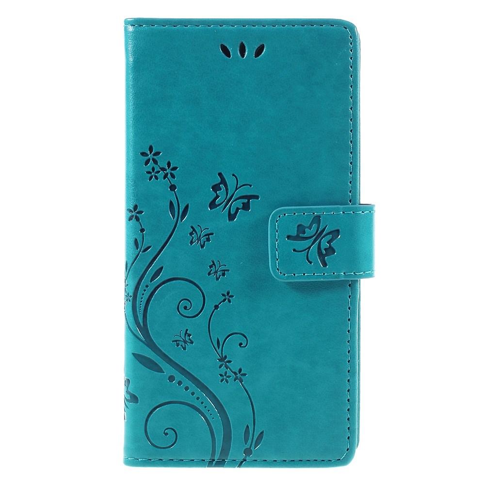 Funda de Cuero con Mariposas Huawei P9 Lite, Azul