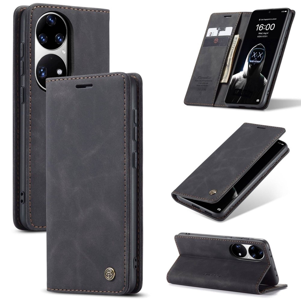 Funda delgada con solapa Huawei P50 Pro negro