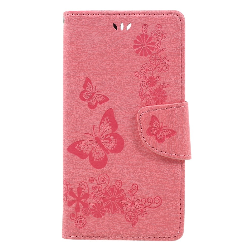 Funda de cuero con mariposas para Huawei Honor 8, rosado