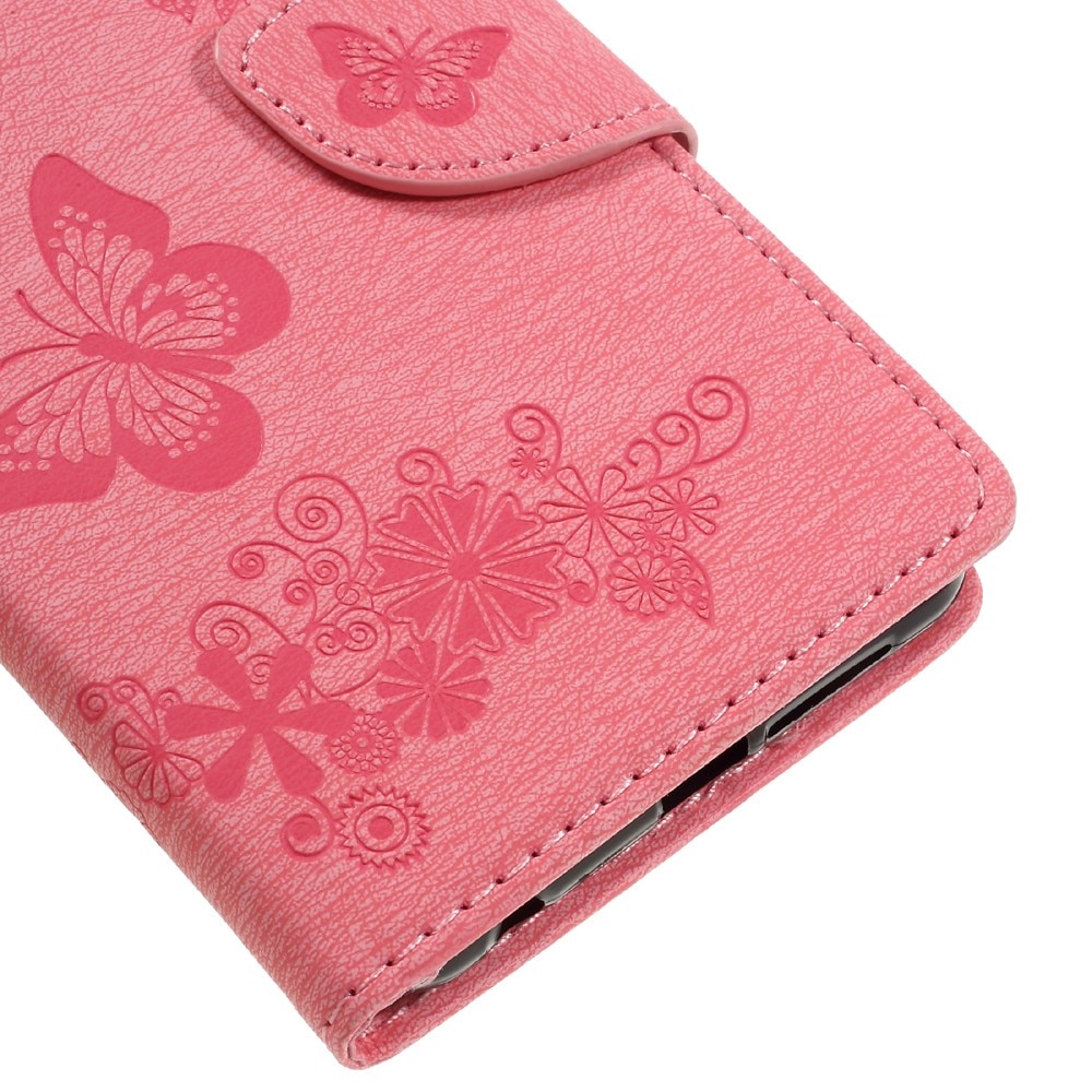Funda de cuero con mariposas para Huawei Honor 8, rosado
