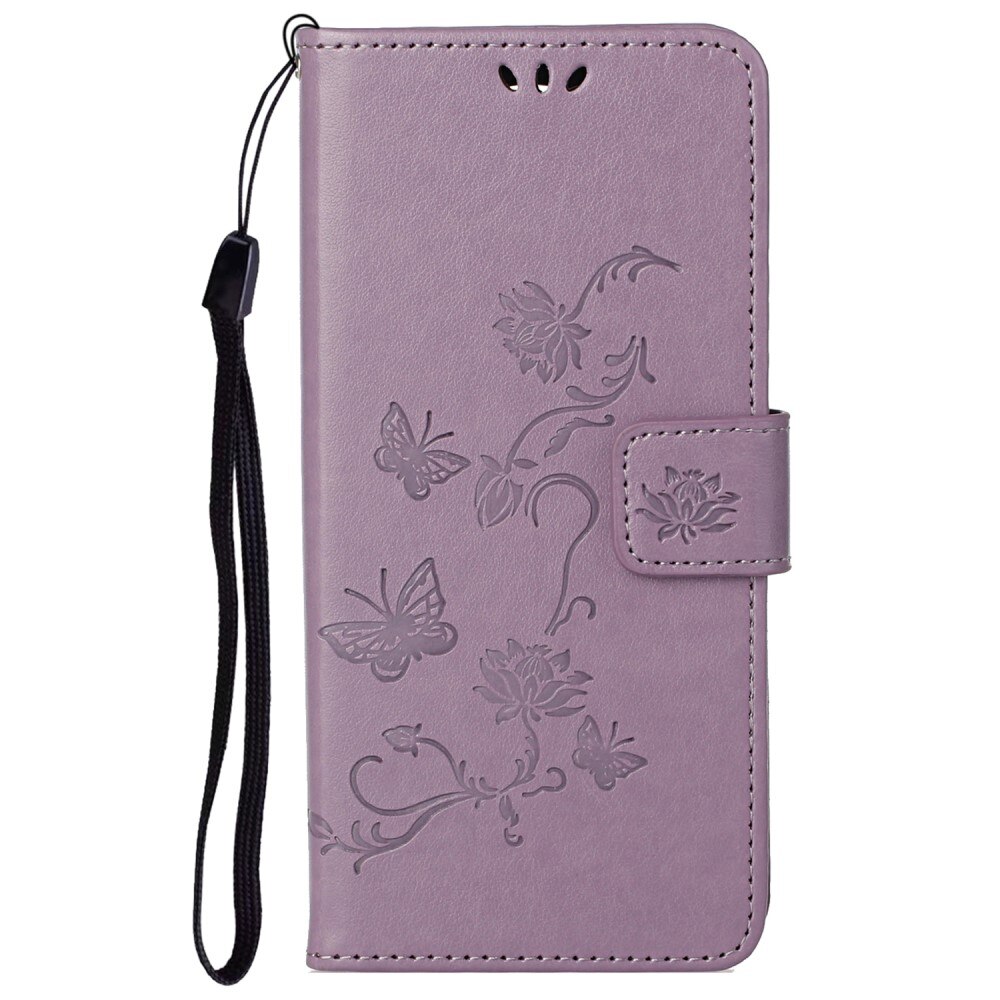 Funda de Cuero con Mariposas Motorola Moto G51, Púrpura