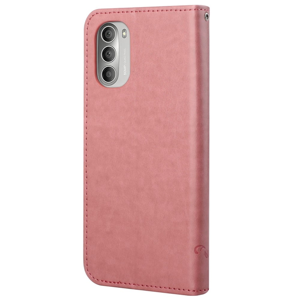 Funda de cuero con mariposas para Motorola Moto G51, rosado