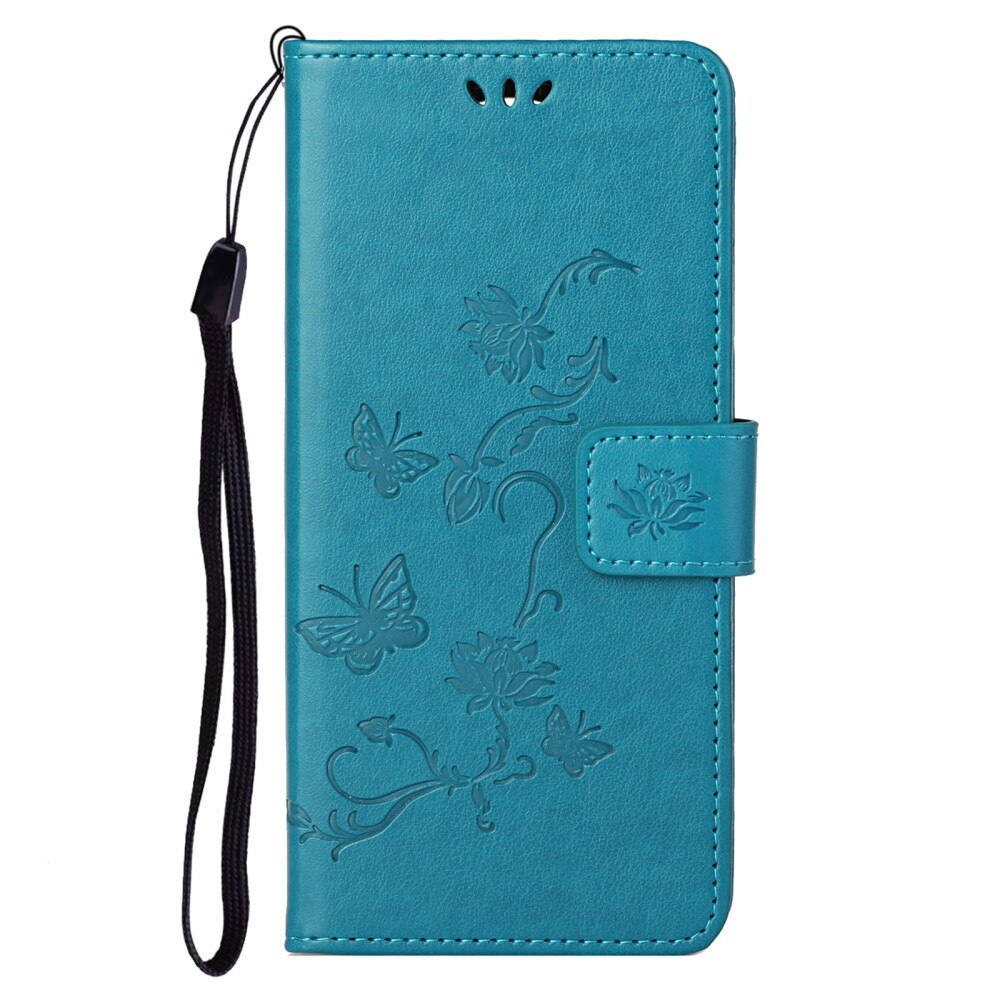 Funda de Cuero con Mariposas Motorola Moto G31/Moto G41, Azul