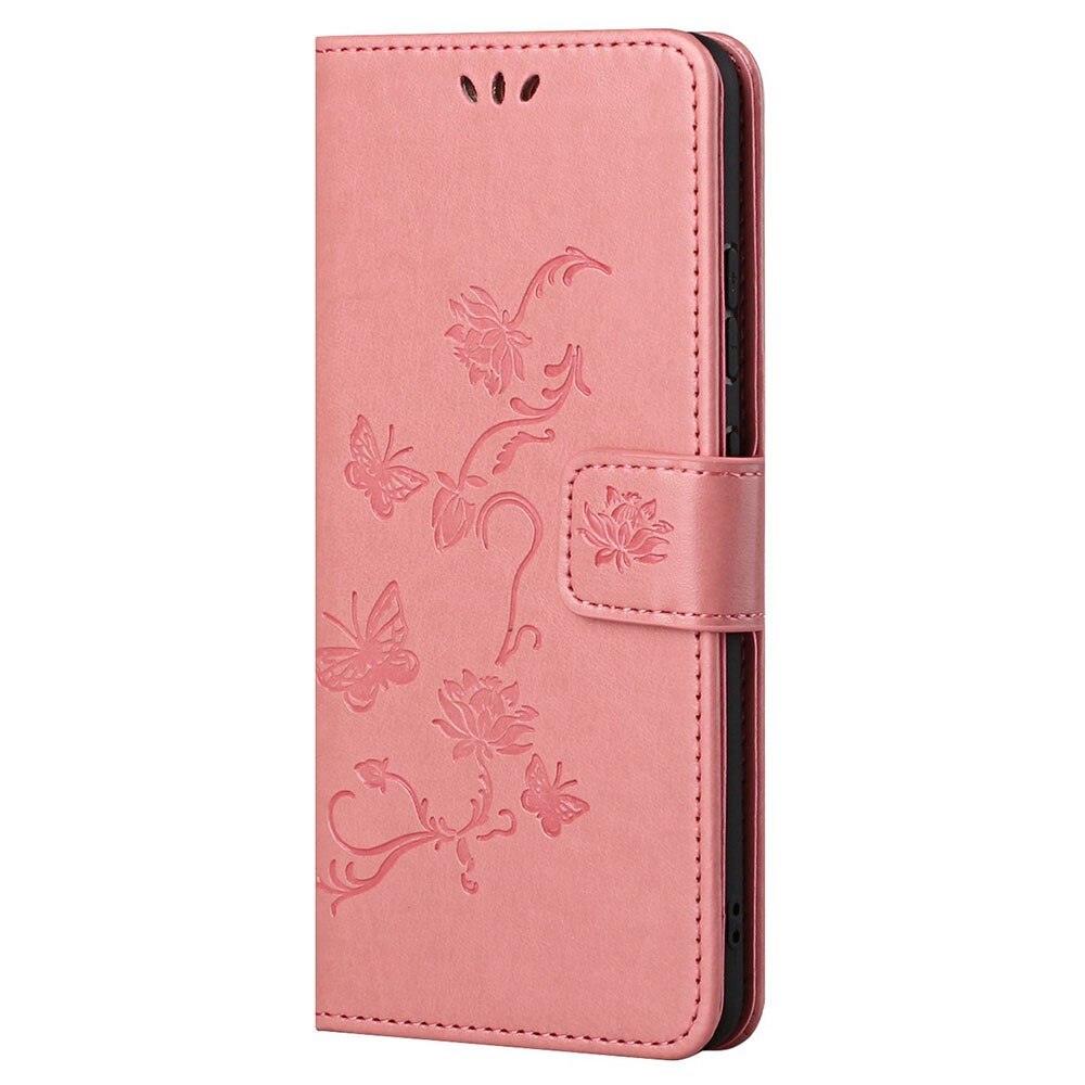 Funda de cuero con mariposas para Motorola Moto G22, rosado