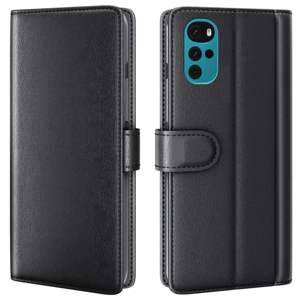 Funda de cuero genuino Motorola Moto G22, negro