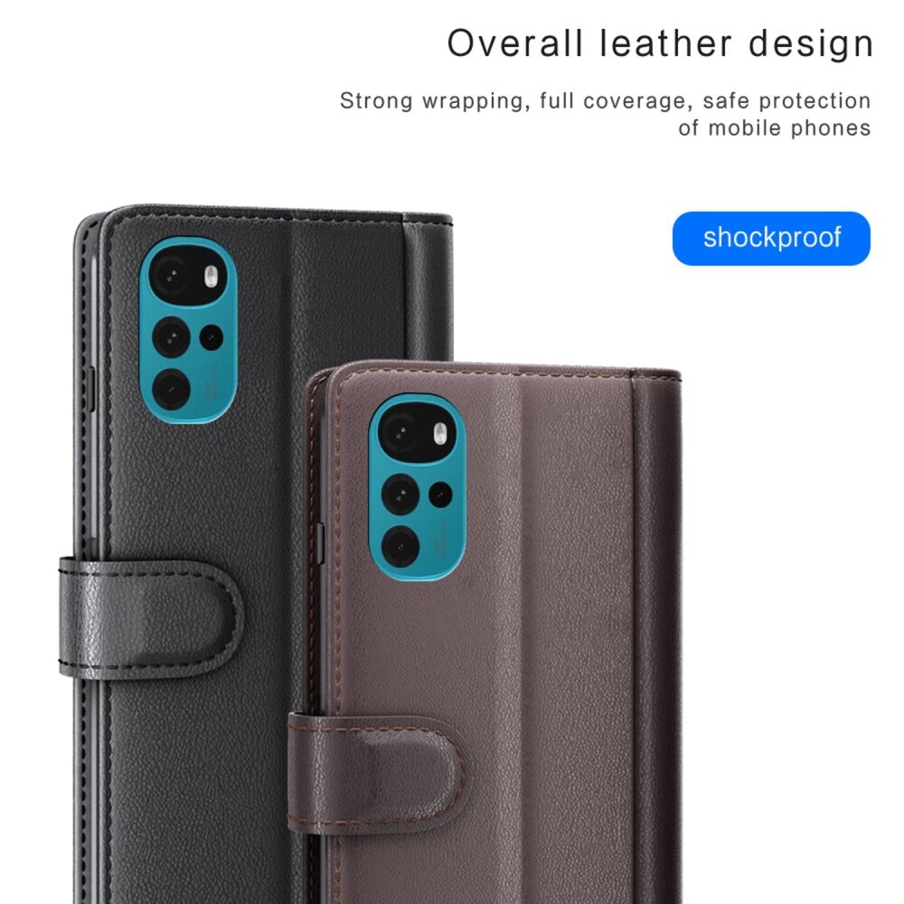 Funda de cuero genuino Motorola Moto G22, Negro
