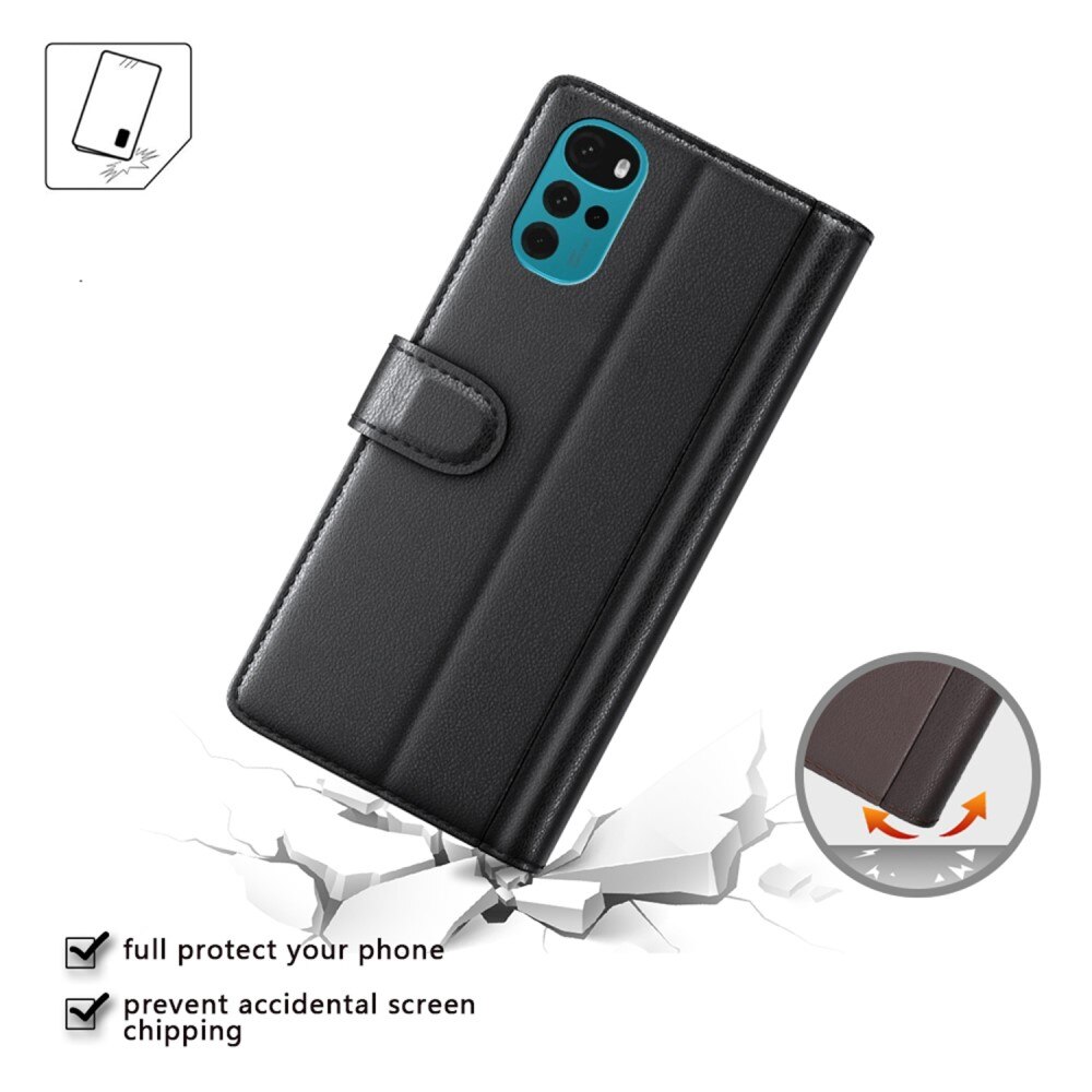 Funda de cuero genuino Motorola Moto G22, Negro
