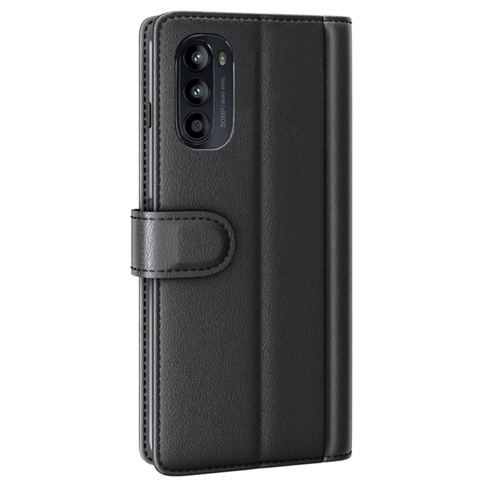Funda de cuero genuino Motorola Moto G82/Moto G52, Negro
