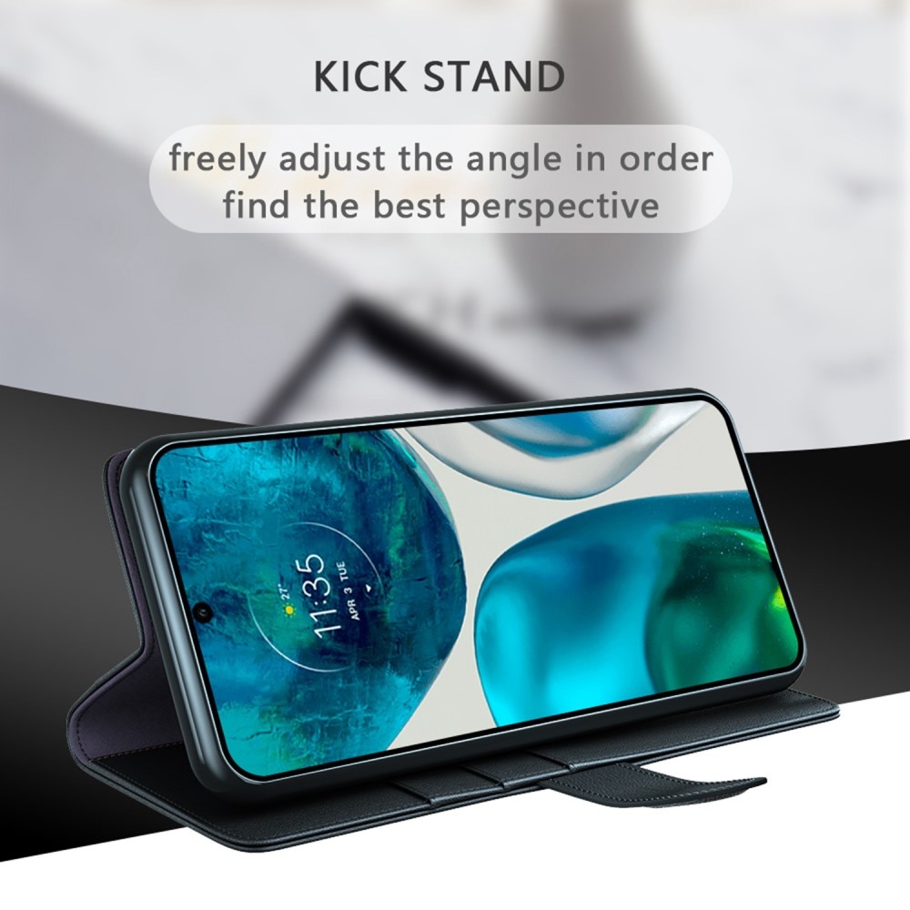 Funda de cuero genuino Motorola Moto G82/Moto G52, Negro