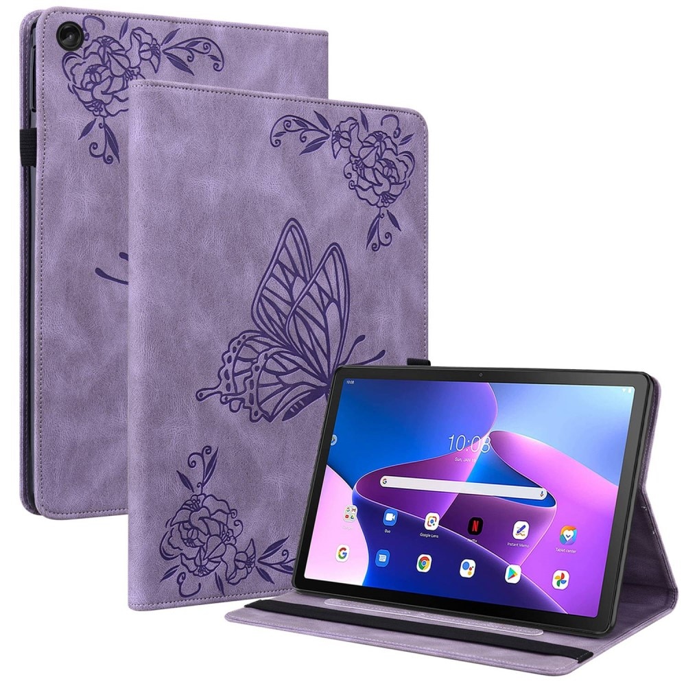 Funda de cuero con mariposas Lenovo Tab M10 (3rd Gen) Púrpura