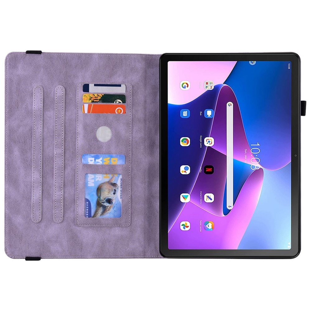Funda de cuero con mariposas Lenovo Tab M10 (3rd Gen) Púrpura