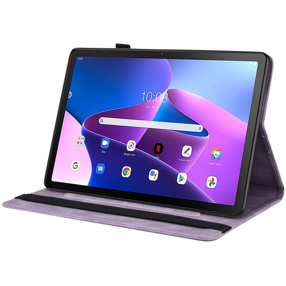 Funda de cuero con mariposas Lenovo Tab M10 (3rd Gen) Púrpura