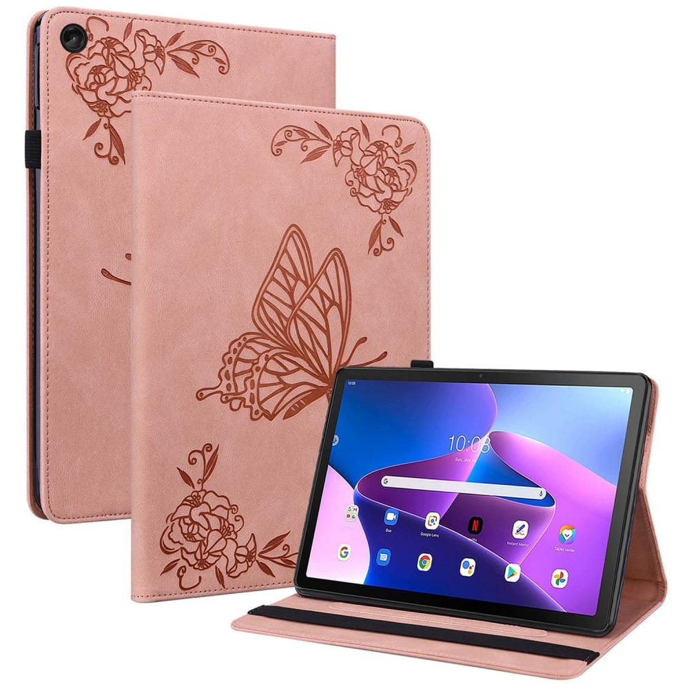 Funda de cuero con mariposas Lenovo Tab M10 (3rd gen) Rosado