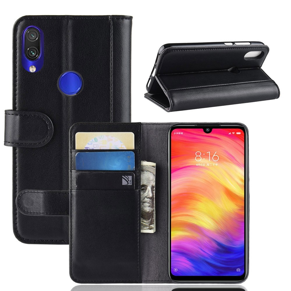 Funda de cuero genuino Xiaomi Redmi Note 7 negro