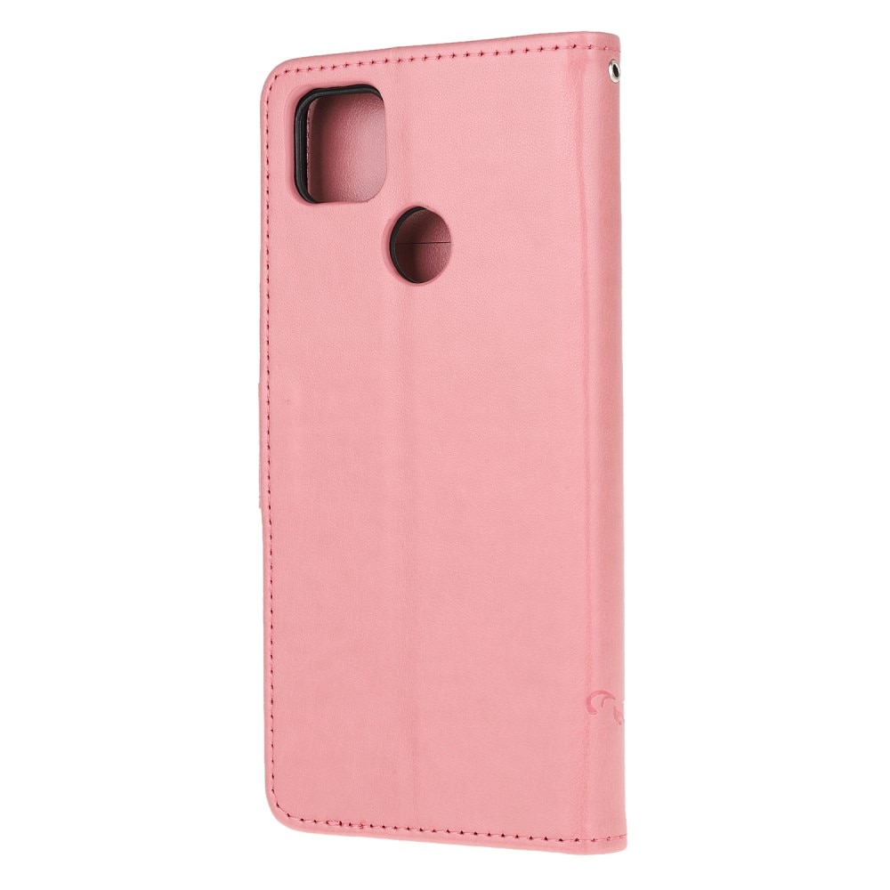 Funda de cuero con mariposas para Xiaomi Redmi 9C, rosado