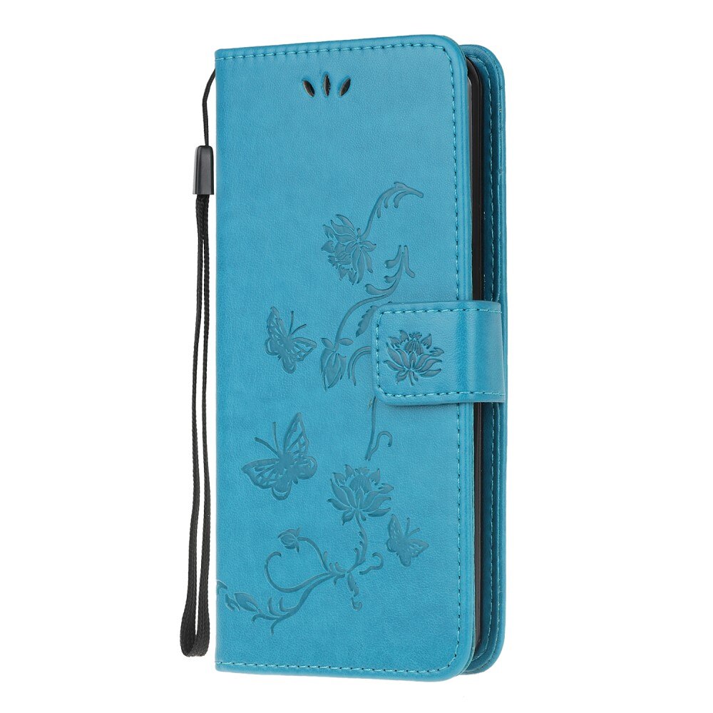 Funda de Cuero con Mariposas Xiaomi Redmi 9C, Azul
