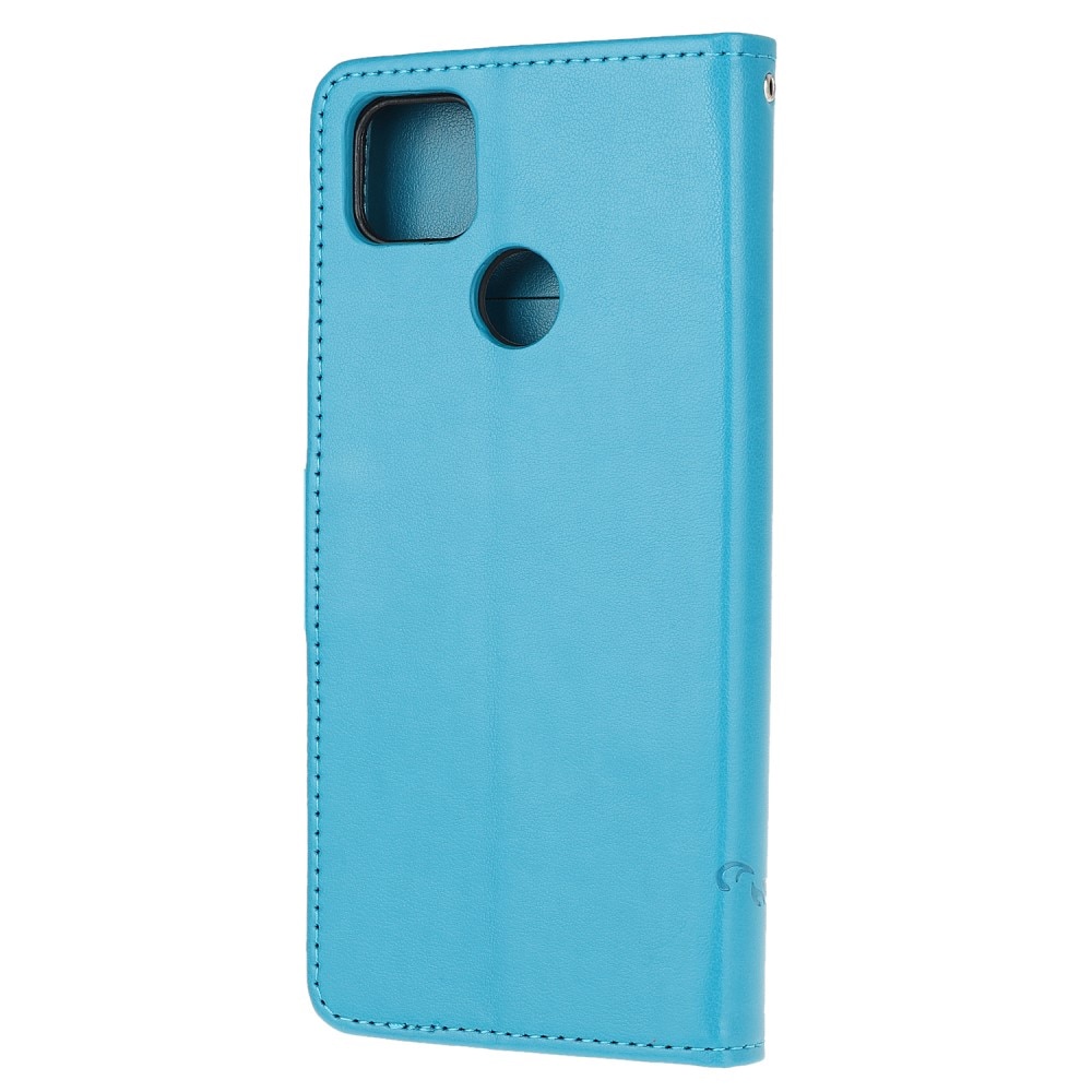 Funda de cuero con mariposas para Xiaomi Redmi 9C, azul