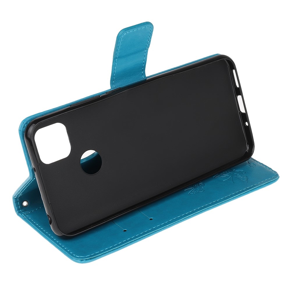 Funda de cuero con mariposas para Xiaomi Redmi 9C, azul