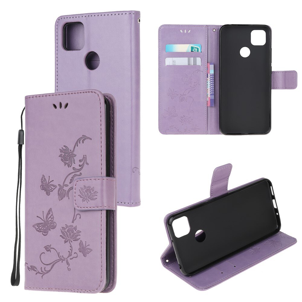 Funda de Cuero con Mariposas Xiaomi Redmi 9C, Púrpura