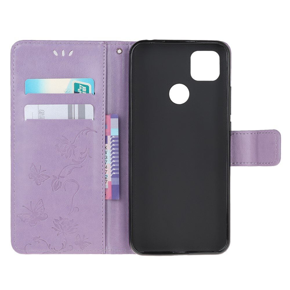 Funda de Cuero con Mariposas Xiaomi Redmi 9C, Púrpura