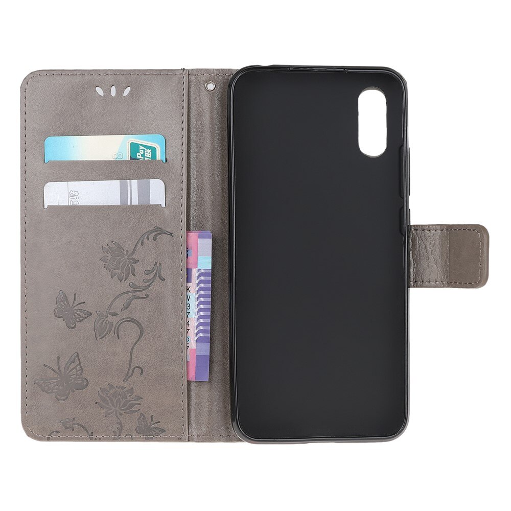Funda de Cuero con Mariposas Xiaomi Redmi 9AT, Gris
