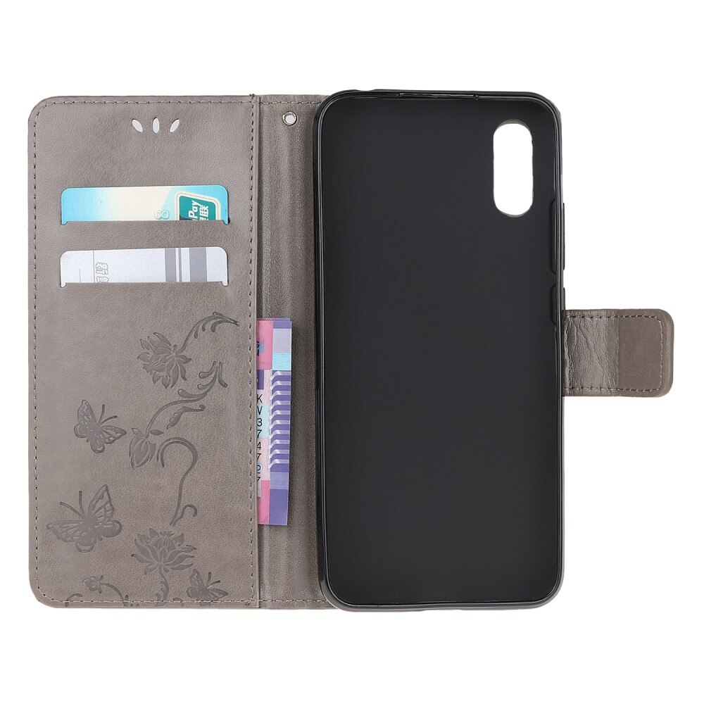 Funda de Cuero con Mariposas Xiaomi Redmi 9AT, gris