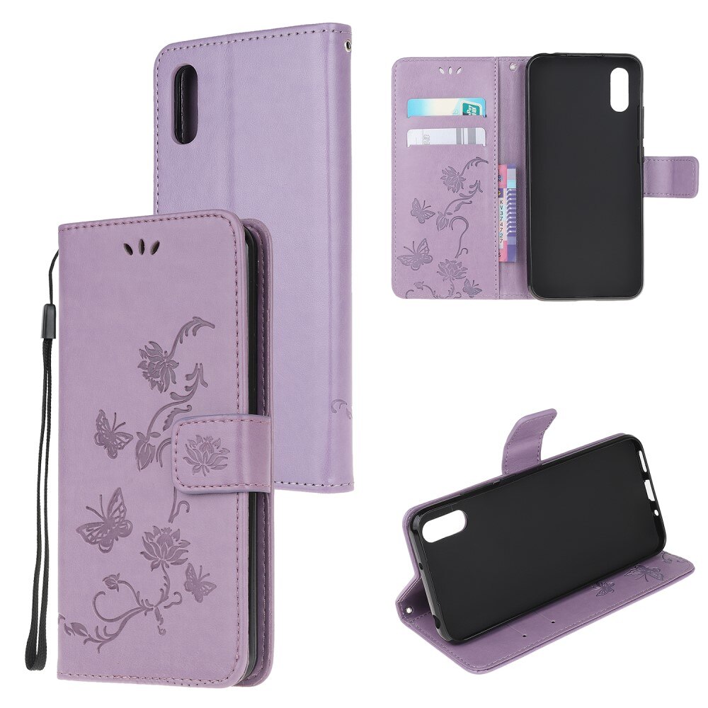 Funda de Cuero con Mariposas Xiaomi Redmi 9AT, violeta