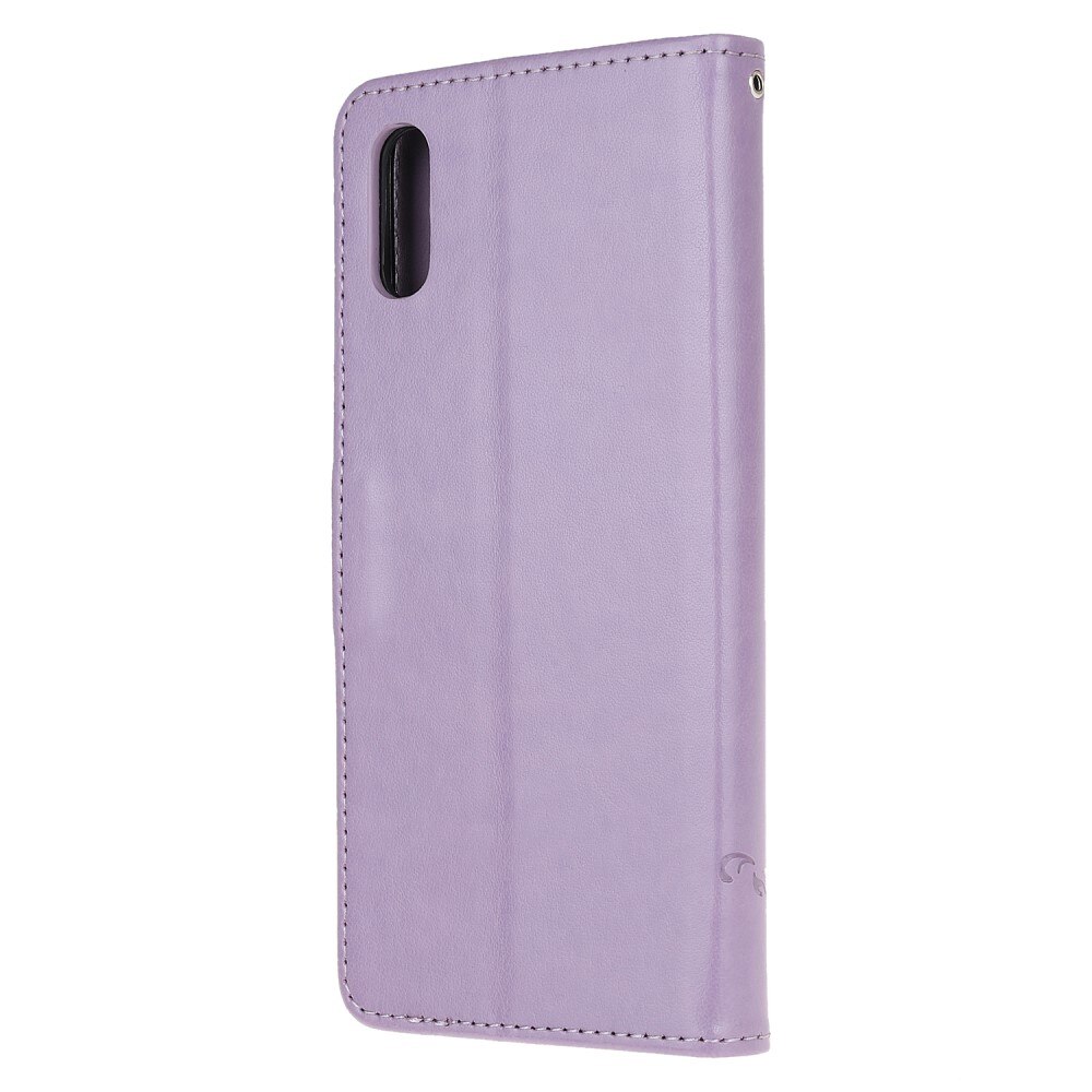 Funda de Cuero con Mariposas Xiaomi Redmi 9AT, Púrpura