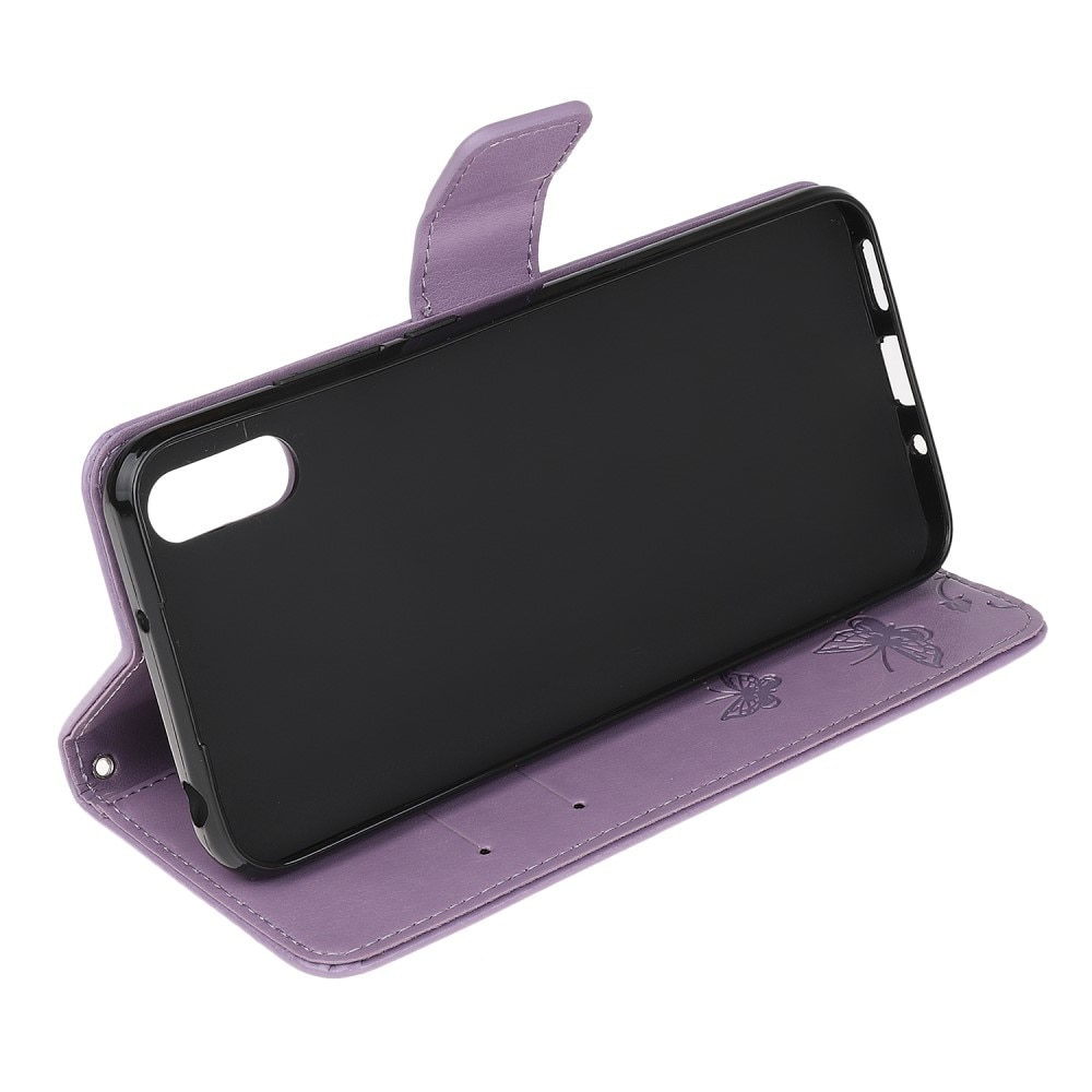 Funda de Cuero con Mariposas Xiaomi Redmi 9AT, Púrpura