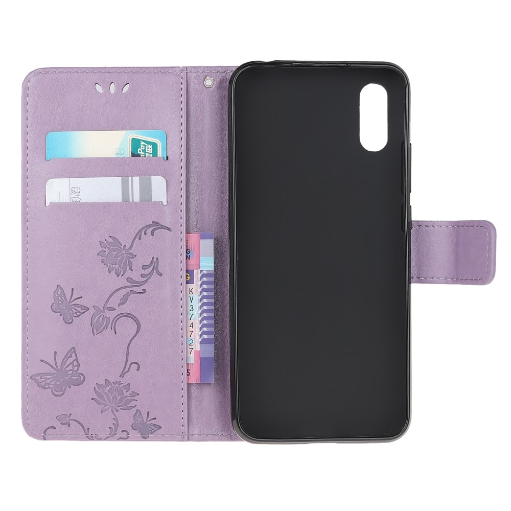 Funda de Cuero con Mariposas Xiaomi Redmi 9AT, Púrpura