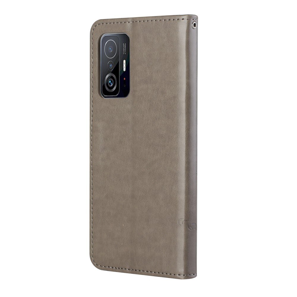 Funda de Cuero con Mariposas Xiaomi 11T/11T Pro, Gris