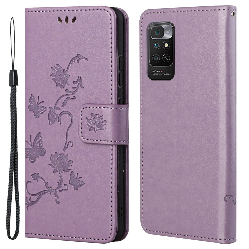Funda de cuero con mariposas para Xiaomi Redmi Note 11, violeta