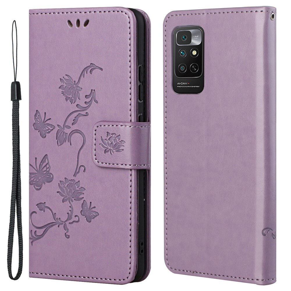 Funda de Cuero con Mariposas Xiaomi Redmi Note 11, Púrpura