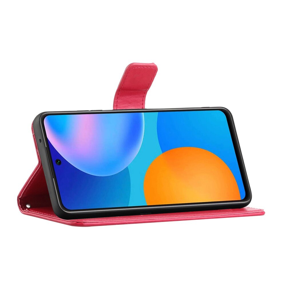 Funda de Cuero con Mariposas Xiaomi Redmi Note 11, Rojo